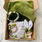 Giftset babypakket - groen - gepersonaliseerd - verschillende maten