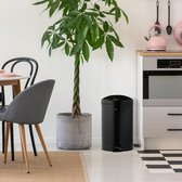Relaxdays pedaalemmer 12 liter - vuilnisbak - afvalbak badkamer - keuken prullenbak - zwart