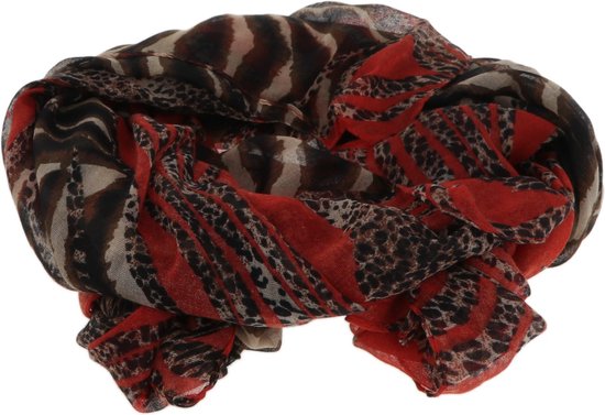 Behave - foulard - foulard femme - rouge - foulard imprimé panthère marron  | bol