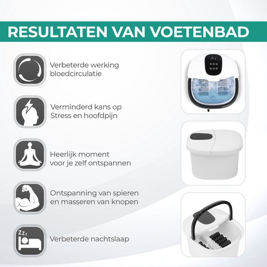 Niceey Massage Voetenbad XXL – Elektrisch Voetbad met massage – 10 Massage Rollers – Tot 48°C - Infrarood Voetmassage - 12L - Wit
