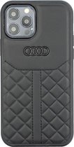 iPhone 13 Pro Max Backcase hoesje - Audi - Effen Zwart - Leer
