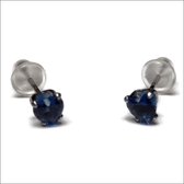 Aramat jewels ® - Zirkonia zweerknopjes hartje 4mm oorbellen donker blauw chirurgisch staal