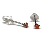 Aramat jewels ® - Zirkonia zweerknopjes ster 3mm oorbellen licht rood chirurgisch staal