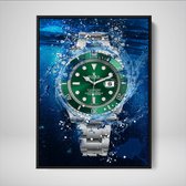 DEVICI Ingelijste Motiverende Wanddecoratie - Muurdecoratie - Rolex Submariner Hulk - Ingelijste Canvas Wall Art Ingelijste Wanddecoratie Kantoor Ingelijste Kunstposters & Kunstprints