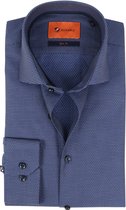 Suitable - Overhemd Widespread Faux Indigo Blauw - 38 - Heren - Slim-fit
