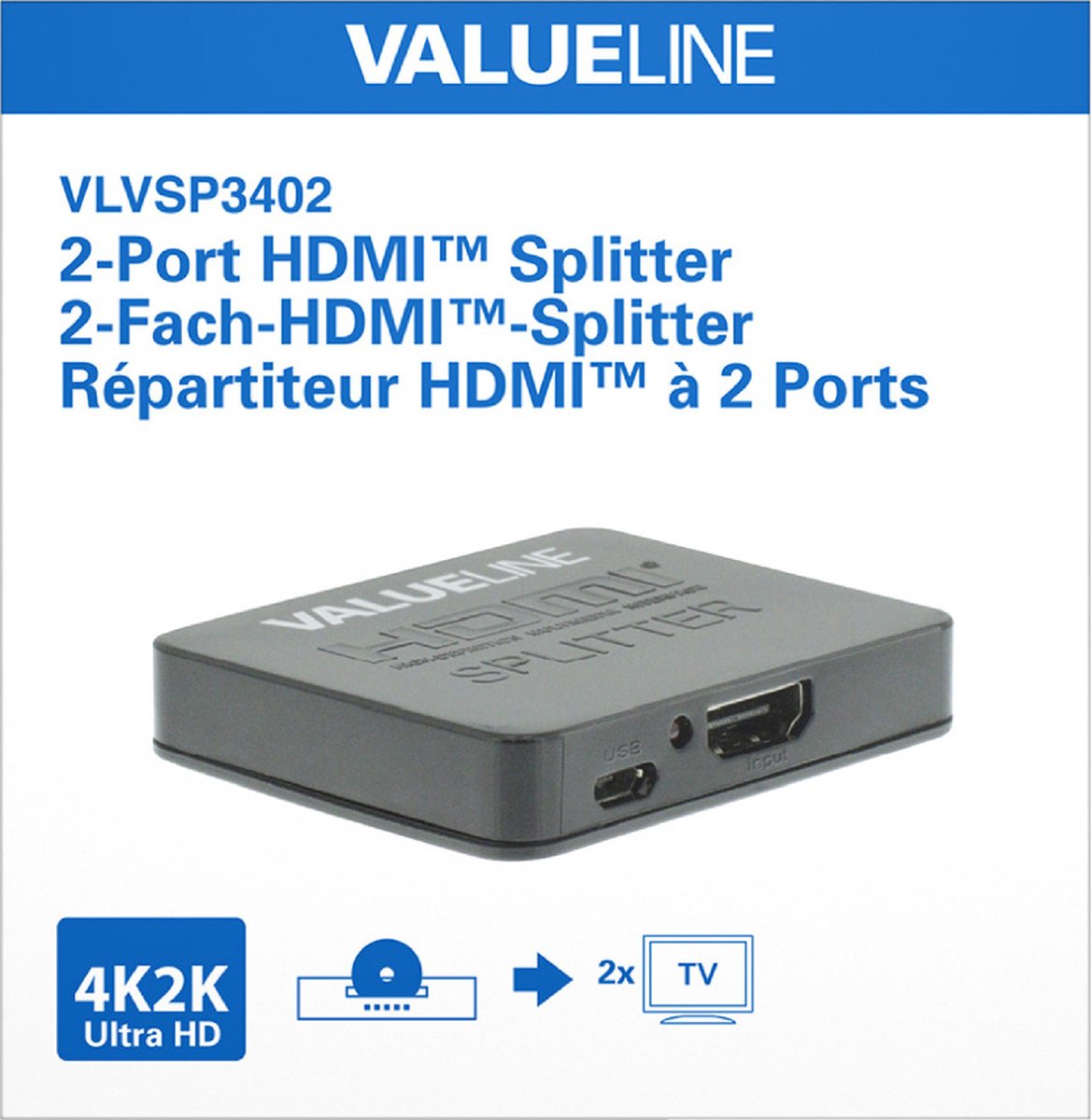 Delock HDMI Splitter 1 x HDMI in > 2 x HDMI out 4K - Répartiteur  vidéo/audio - 2 x HDMI - de bureau - Connectique Audio / Vidéo - Achat &  prix