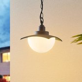 Lindby - Hanglampen buiten - 1licht - aluminium, glas - H: 16 cm - E27 - donkergrijs, wit