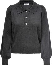 Jacqueline de Yong Trui Jdyrue L/s Collar Button Pullover K 15247722 Dark Grey Melange Dames Maat - XL