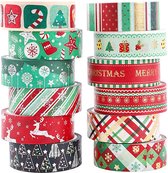 Kerst Washi Tape - Design 3 | 12 rollen | Masking Tape | Decoratie | Feestdagen | Kerstmis | Creativiteit | Cadeaus
