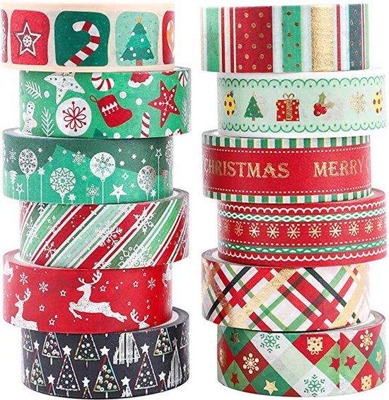 Kerst Washi Tape Design 3 12 rollen Masking Tape Decoratie
