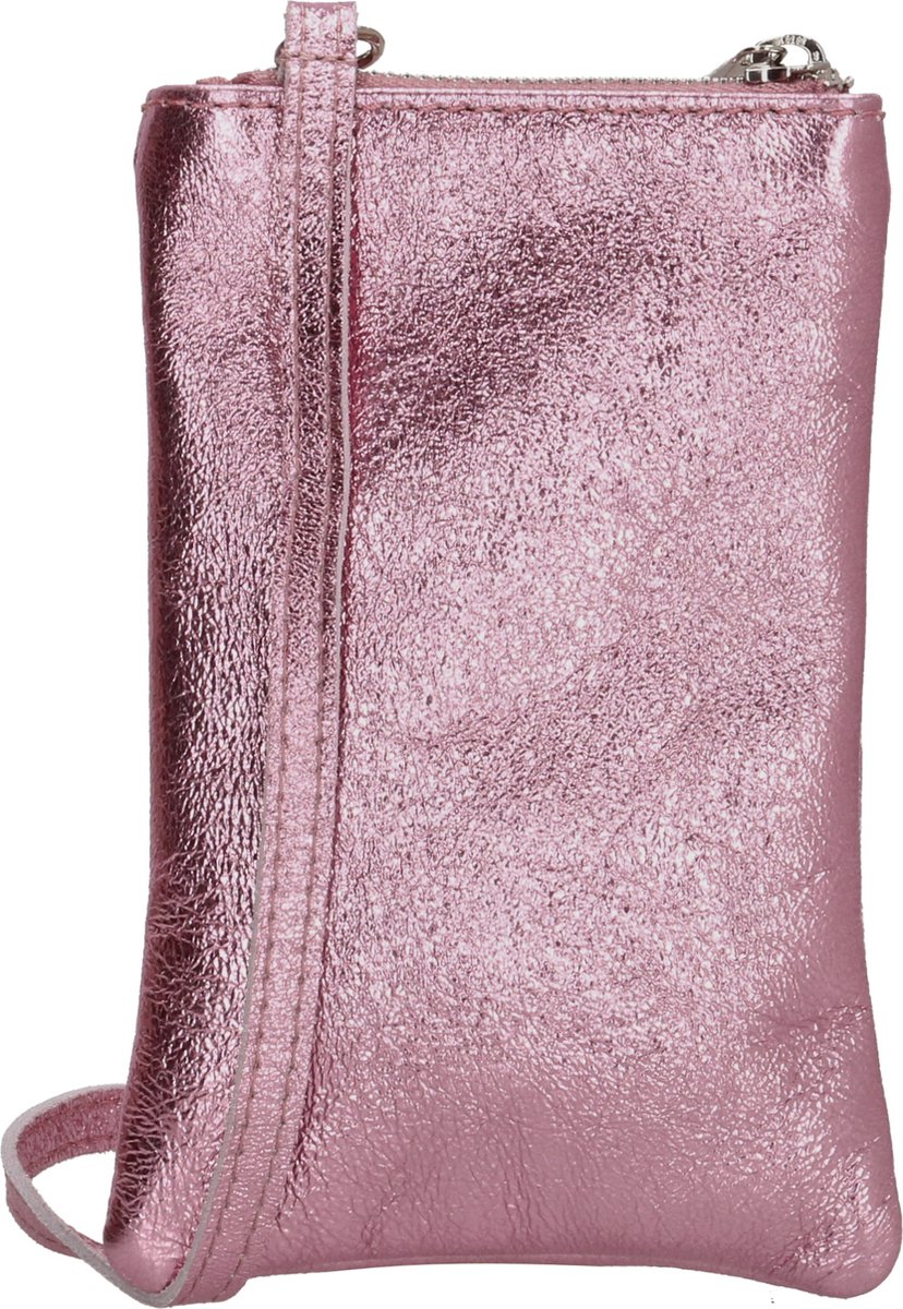 Charm London Elisa Telefoontasje - 100% Leer - Leren Tas - Roze