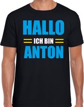 Apres ski t-shirt Hallo ich bin Anton zwart  heren - Wintersport shirt - Foute apres ski outfit/ kleding/ verkleedkleding S