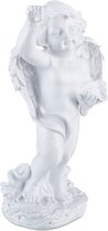 Relaxdays Tuinbeeld engel - vorstvast - engelenbeeld - 50 cm hoog - grafbeeld - polyresin