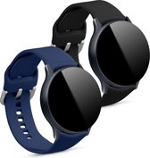 kwmobile 2x armband voor Samsung Galaxy Active 2 40mm / 44mm - Bandjes voor fitnesstracker in zwart / donkerblauw