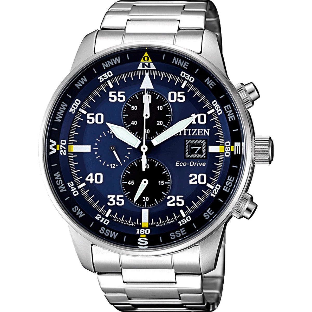 Citizen Horloge - Citizen heren horloge - Blauww - diameter 44 mm - roestvrij staal