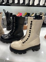 Dames laarzen - Platform Laarsjes voor vrouwen - Beige - Maat 40