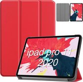Hoes geschikt voor iPad Pro / Pro 2021 / 2020 Rood - 11 Inch - Hoes geschikt voor iPad pro 2020 Hoes - Hoes geschikt voor iPad pro 2021 smart cover Trifold