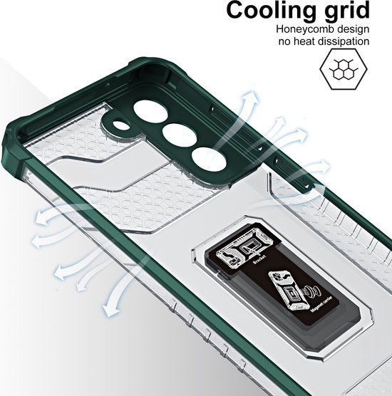 Coque Samsung S21 Plus transparente robuste Vert - Coque Samsung Galaxy S21 Plus Military Grade avec coque d'absorption des chocs magnétique automatique