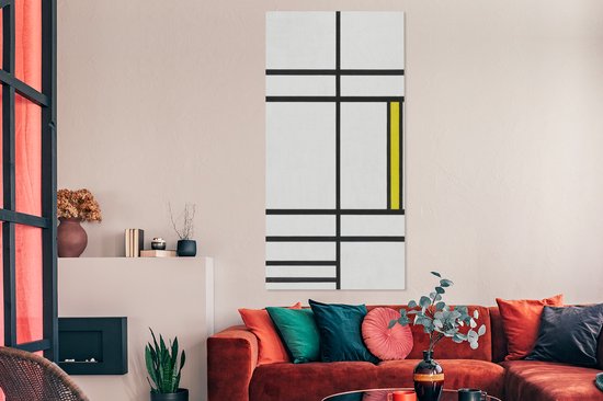 Toile Peinture Composition en blanc, rouge et jaune - Piet Mondrian - 80x160 cm - Décoration murale