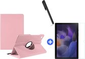 Samsung Galaxy Tab A8 Hoes 10.5 inch 2021 draaibare hoesje - Licht Rose + tempered glass screenprotector + stulus pen