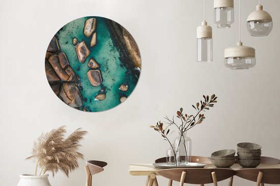WallCircle - Wall Circle - Wall Circle Indoor - Water - Pierres - Mer - 90x90 cm - Décoration murale - Peintures Ronds