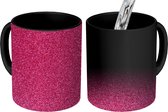 Magische Mok - Foto op Warmte Mokken - Koffiemok - Vlak met roze een glitterstructuur - Magic Mok - Beker - 350 ML - Theemok