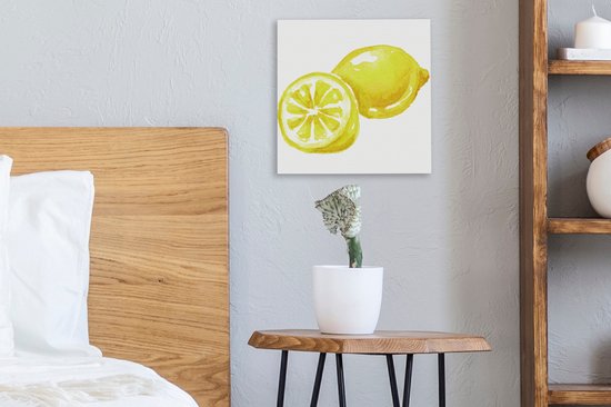 Toile Peinture Aquarelle - Citroen - Fruit - 20x20 cm - Décoration murale