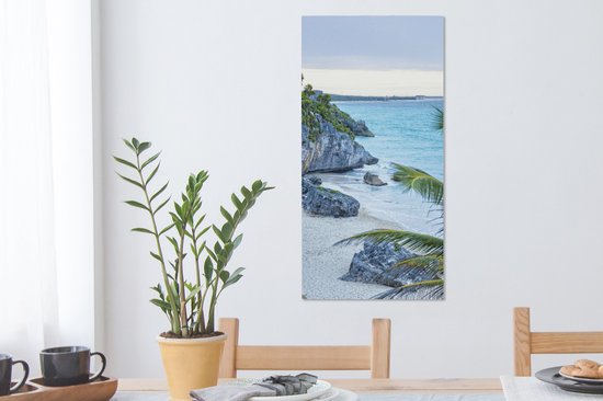 Tableau sur toile Tulum l'ancienne ville portuaire sur la mer des Caraïbes au Mexique - 40x80 cm - Décoration murale