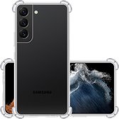 Hoes Geschikt voor Samsung S22 Hoesje Siliconen Cover Shock Proof Back Case Shockproof Hoes - Transparant