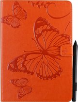 Mobigear Tablethoes geschikt voor Apple iPad 7 (2019) Hoes | Mobigear Butterfly Bookcase + Stylus Houder - Oranje