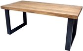 Eettafel Acacia boomstam - 180x90 - Spinpoot groot 5x10 - Zwart metaal