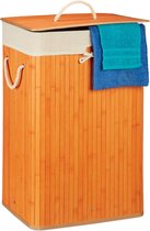 Relaxdays 1x wasmand bamboe - wasbox opvouwbaar - 80 L - 65,5 x 43,5 x 33,5 cm - oranje