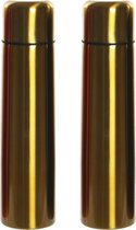 Set van 2x stuks RVS thermosfles/isoleerfles goud met drukdop 920 ml - Dubbelwandig
