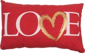 Valentijn cadeau sierkussen rood love 30 x 50 cm - Valentijnscadeaus liefde/hartjes