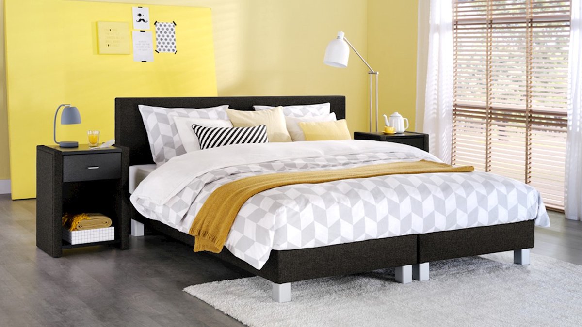 Beddenreus Kerry Deluxe Complete Boxspring met Polyether Matras - 160x200 cm - Zwart