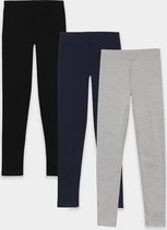 Tiffosi-meisjes-3 -delige legging set-Denizal-kleur: grijs, zwart, donker blauw-maat 164