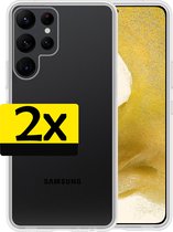 Hoesje Geschikt voor Samsung S22 Ultra Hoesje Siliconen Case - Hoes Geschikt voor Samsung Galaxy S22 Ultra Hoes Siliconen - Transparant - 2 Stuks.