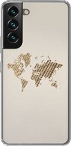 Geschikt voor Samsung Galaxy S22 hoesje - Wereldkaart - Touw - Bruin - Siliconen Telefoonhoesje