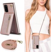 Wallet Hoesje met Koord Samsung Galaxy S20 FE - Rosegoud