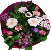 Boeket Biedermeier Large Roze ↨ 45cm - bloemen - boeket - boeketje - bloem - droogbloemen - bloempot - cadeautje