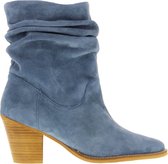 Tango | Ella western 21-e blue suede wrinkle boot - natural heel/sole wooden heel/sole | Maat: 36
