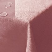 JEMIDI rond tafelkleed buiten Ø160 cm - Tafellaken afwasbaar - Tafelzeil buiten of binnen met linnenlook - Vuil- en waterafstotend - Oudroze