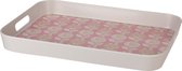 Excellent Houseware Melamine dienblad met retro roze met bloem, 41 x 31 x 4,5 cm