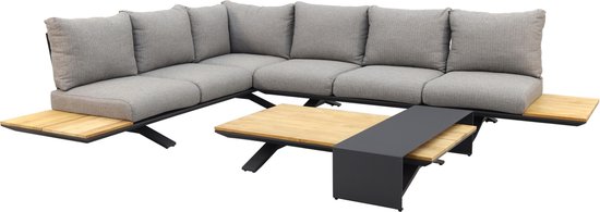 Suns Stockholm loungeset - Antraciet/teak - Light anthracite | bol.com