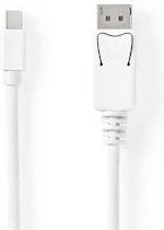 Nedis Mini DisplayPort-Kabel | DisplayPort 1.4 | Mini-DisplayPort Male | DisplayPort Male | 48 Gbps | Vernikkeld | 2.00 m | Rond | PVC | Wit | Polybag