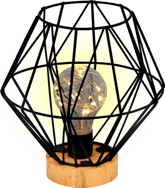 portemonnee Speeltoestellen Michelangelo Grundig Sfeerlamp - Tafellamp 12 LED's - Ø17,5 x 18 cm - Hout/ Metaal |  bol.com