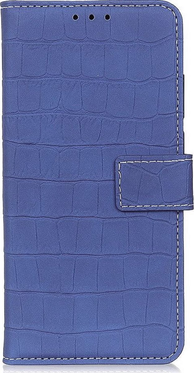 Mobigear Telefoonhoesje geschikt voor Samsung Galaxy A52 Hoesje | Mobigear Croco Bookcase Portemonnee | Pasjeshouder voor 3 Pasjes | Telefoonhoesje voor Pinpas / OV Kaart / Rijbewijs - Blauw