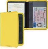 kwmobile hoes voor kentekenbewijs en rijbewijs - Hoesje met pasjeshouder in neon geel - Omslag van neopreen