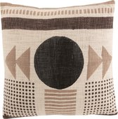 Kussen | textiel | bruin - beige | 43x43x (h)15 cm