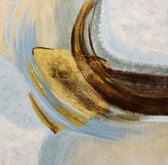 Maison de France - Canvas Abstract schilderij met goud - curved - olieverf - 90 × 90 cm